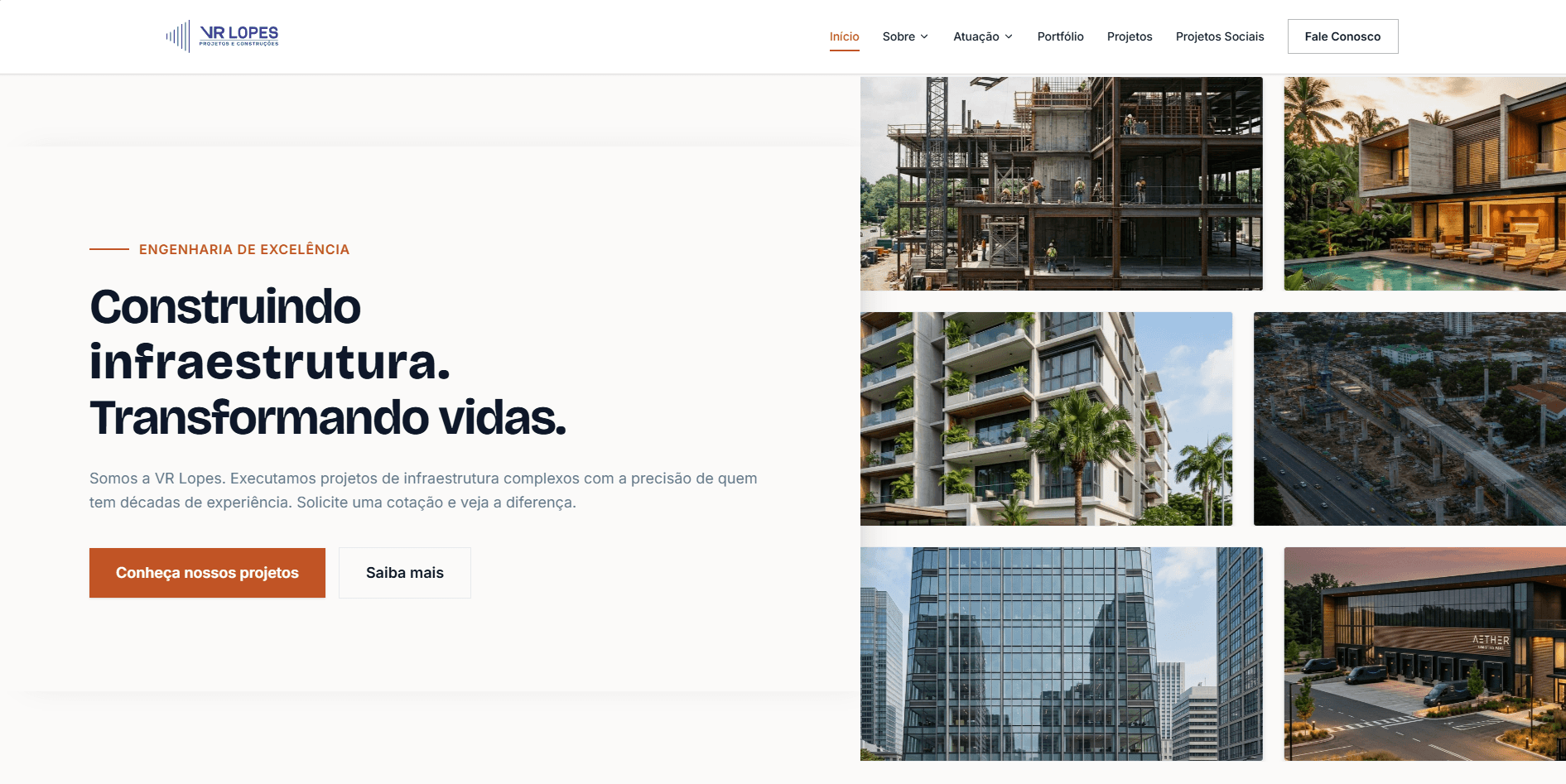 Captura desktop real do site VR Lopes